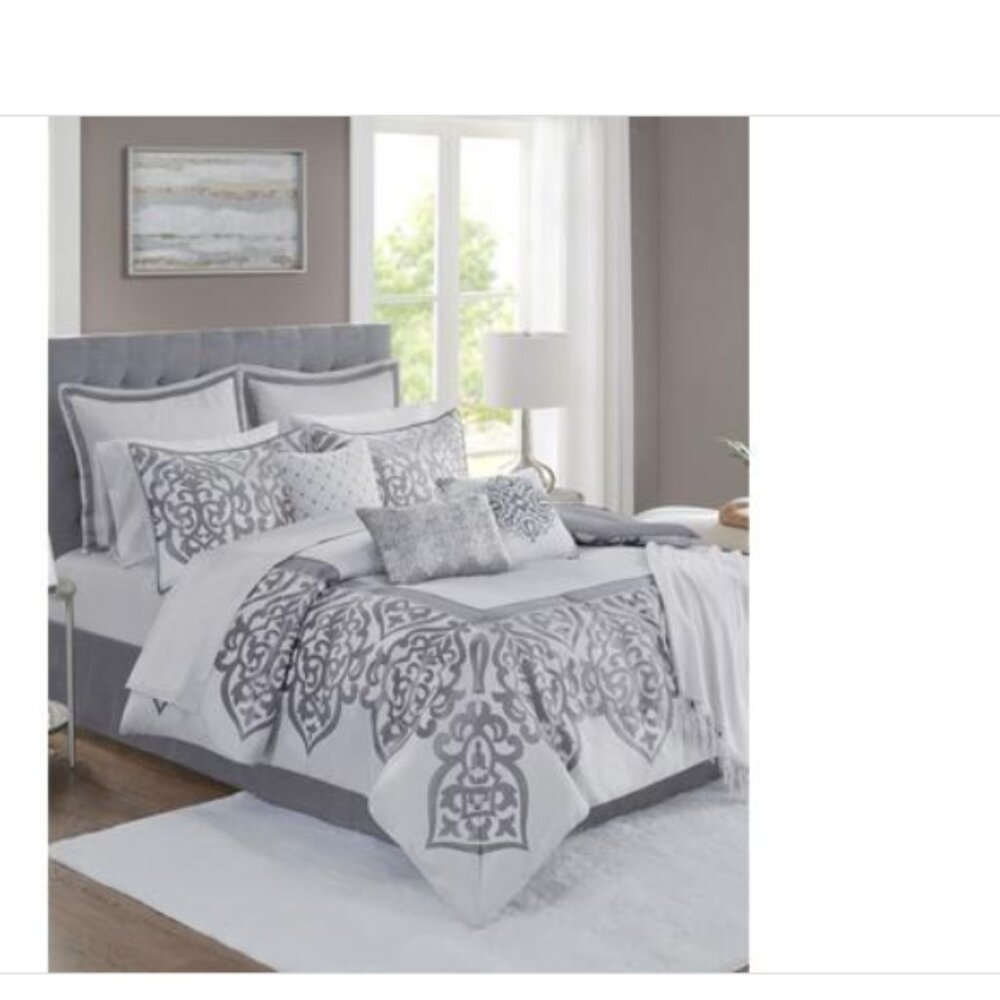Lisette 14 Pc. Damask Jacquard Comforter Sets